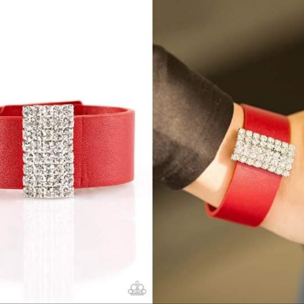 Blinged-out Leather Bracelet - Fashion Accessories